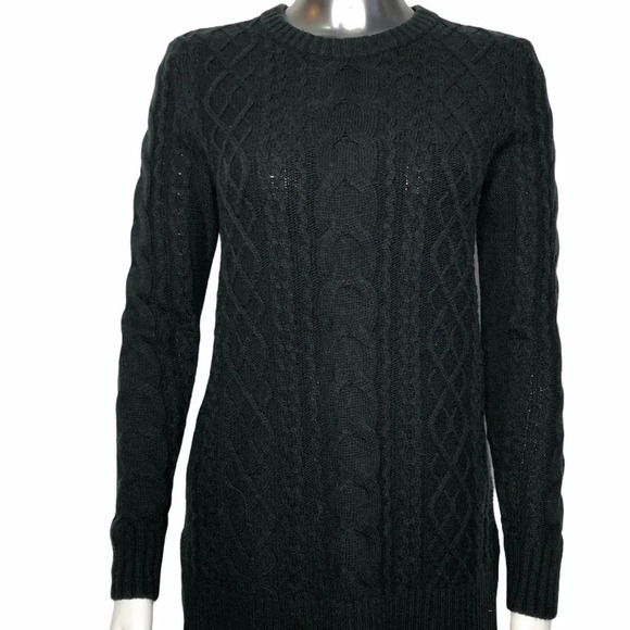 Lord & Taylor Cable Knit Crew  Neck Sweater Black - Picture 3 of 6